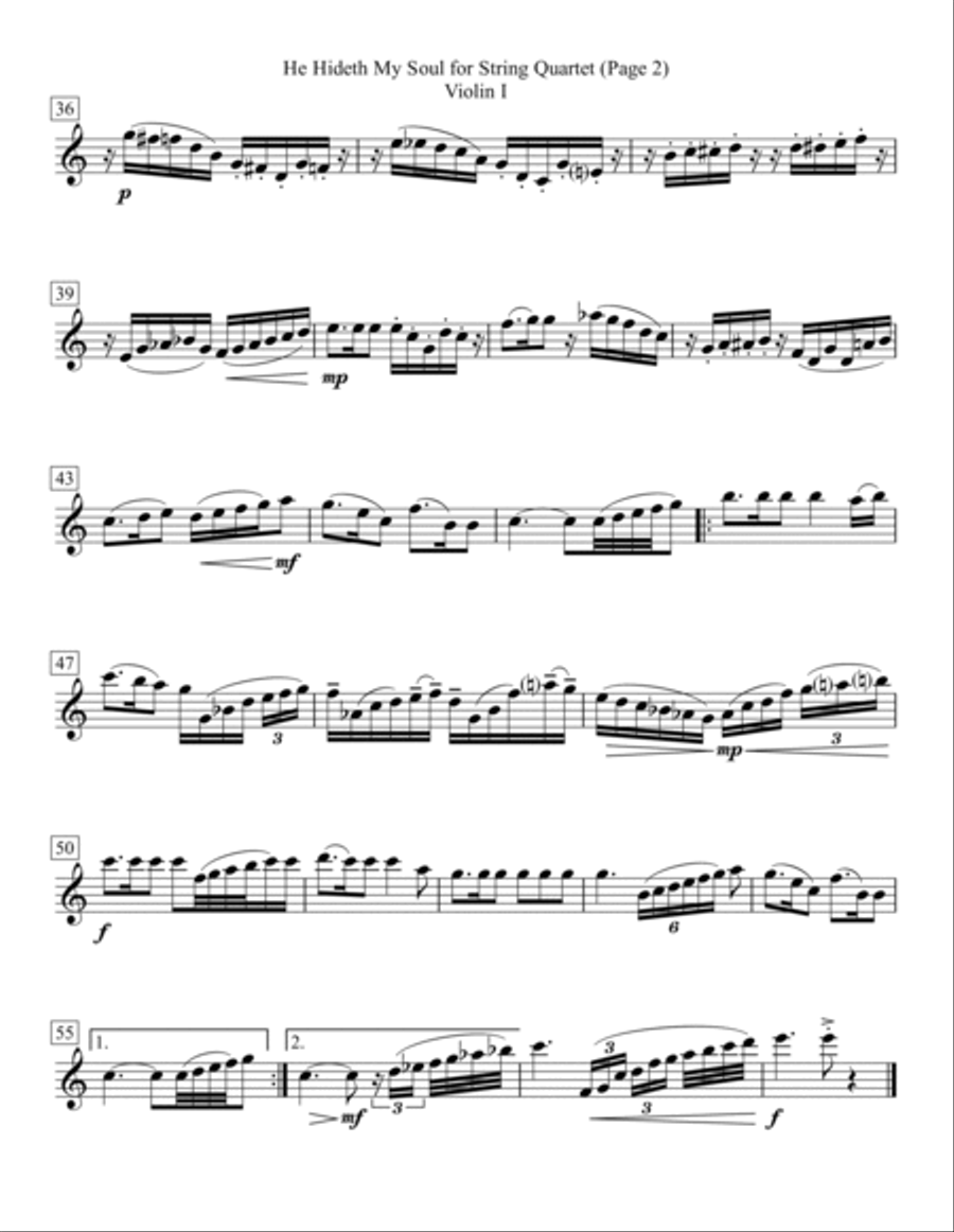 He Hideth My Soul for String Quartet String Quartet scores gallery preview page 2
