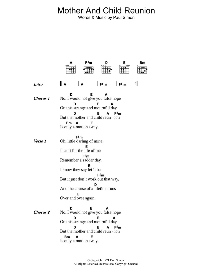 Mother And Child Reunion Acoustic Guitar scores gallery preview page 1