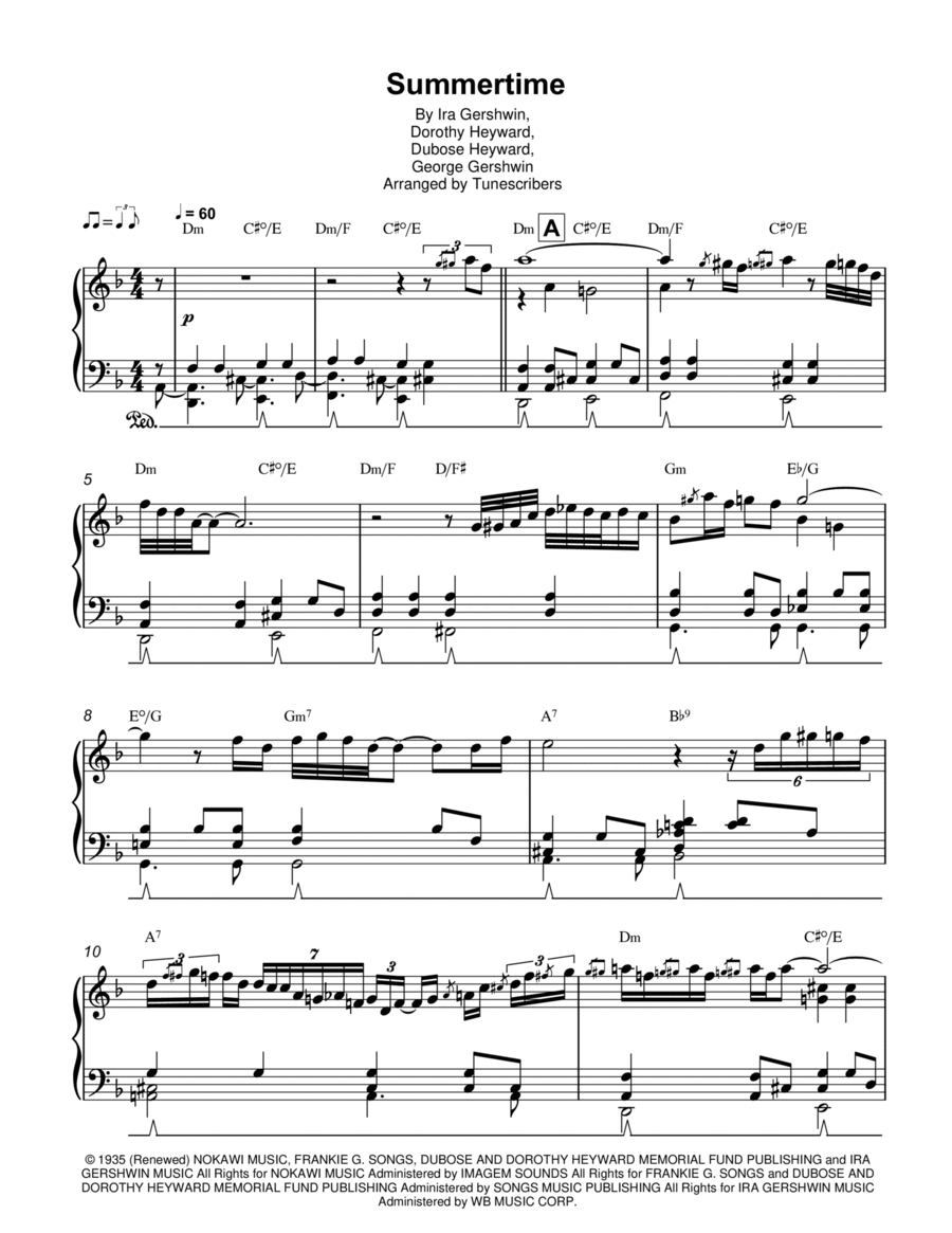Summertime Piano Solo scores gallery preview page 1