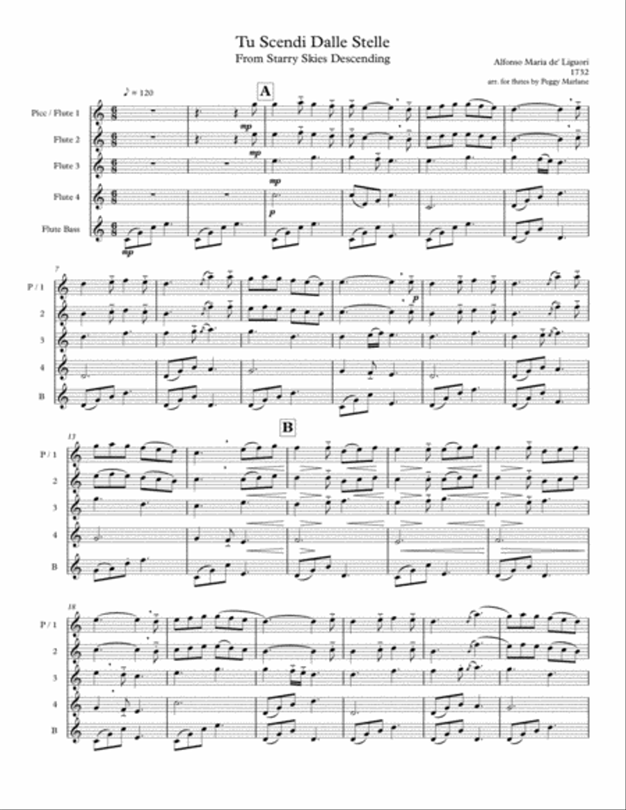 Tu Scendi Dalle Stelle (From Starry Skies Descending) Flute Solo scores gallery preview page 2