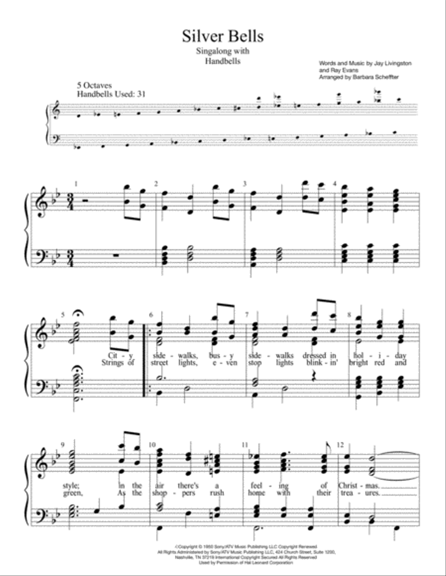 Silver Bells Unison Choir scores gallery preview page 1