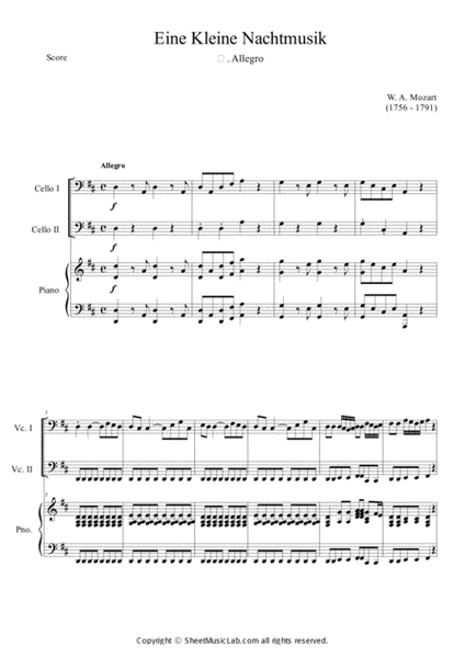 Serenade No.13 "Eine Kleine Nachtmusik" in G major, K.525 1.Allegro Easy & Short In D