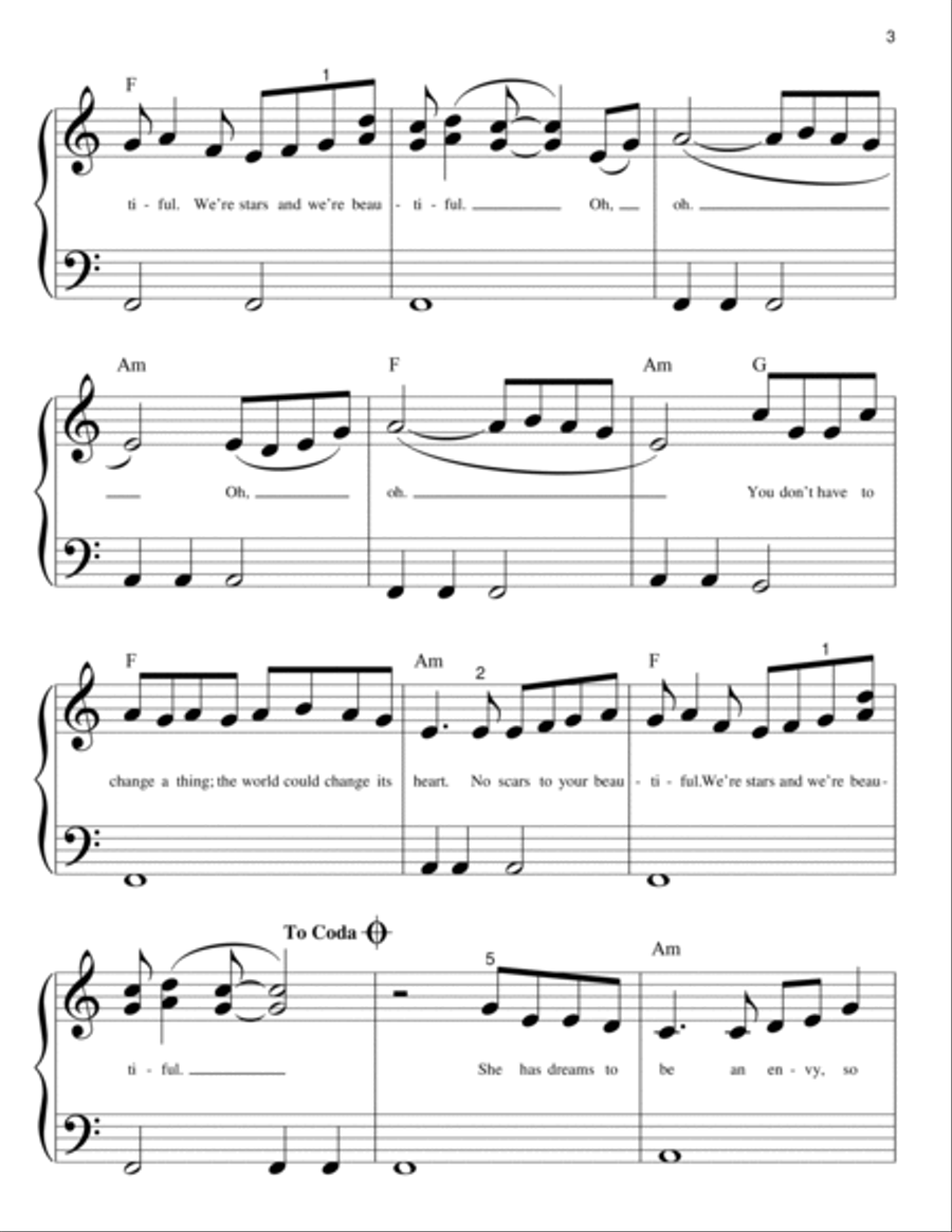 Scars To Your Beautiful Easy Piano scores gallery preview page 3