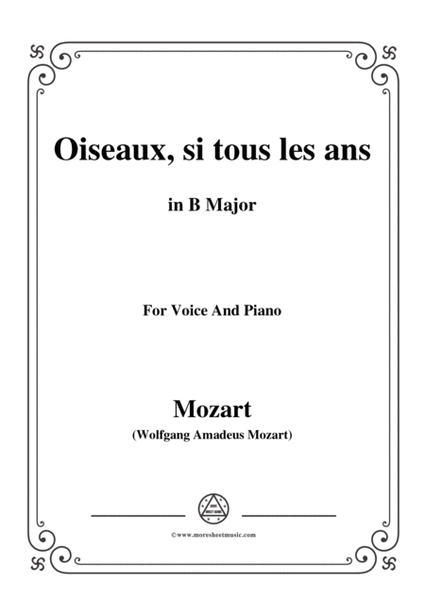 Mozart-Oiseaux,si tous les ans,in B Major,for Voice and Piano image number null