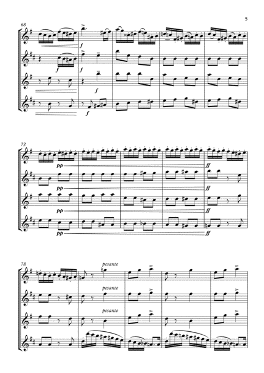 La suite de El cascanueces - 1. La obertura miniatura Woodwind Quartet scores gallery preview page 5