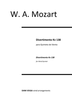Book cover for Mozart Divertimento Kv 138 (for Wind Quintet)