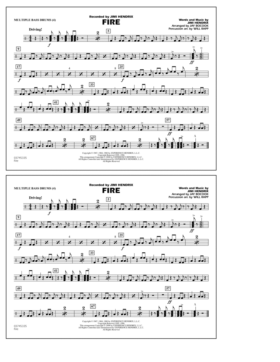 Fire - Multiple Bass Drums Marching Band scores gallery preview page 1