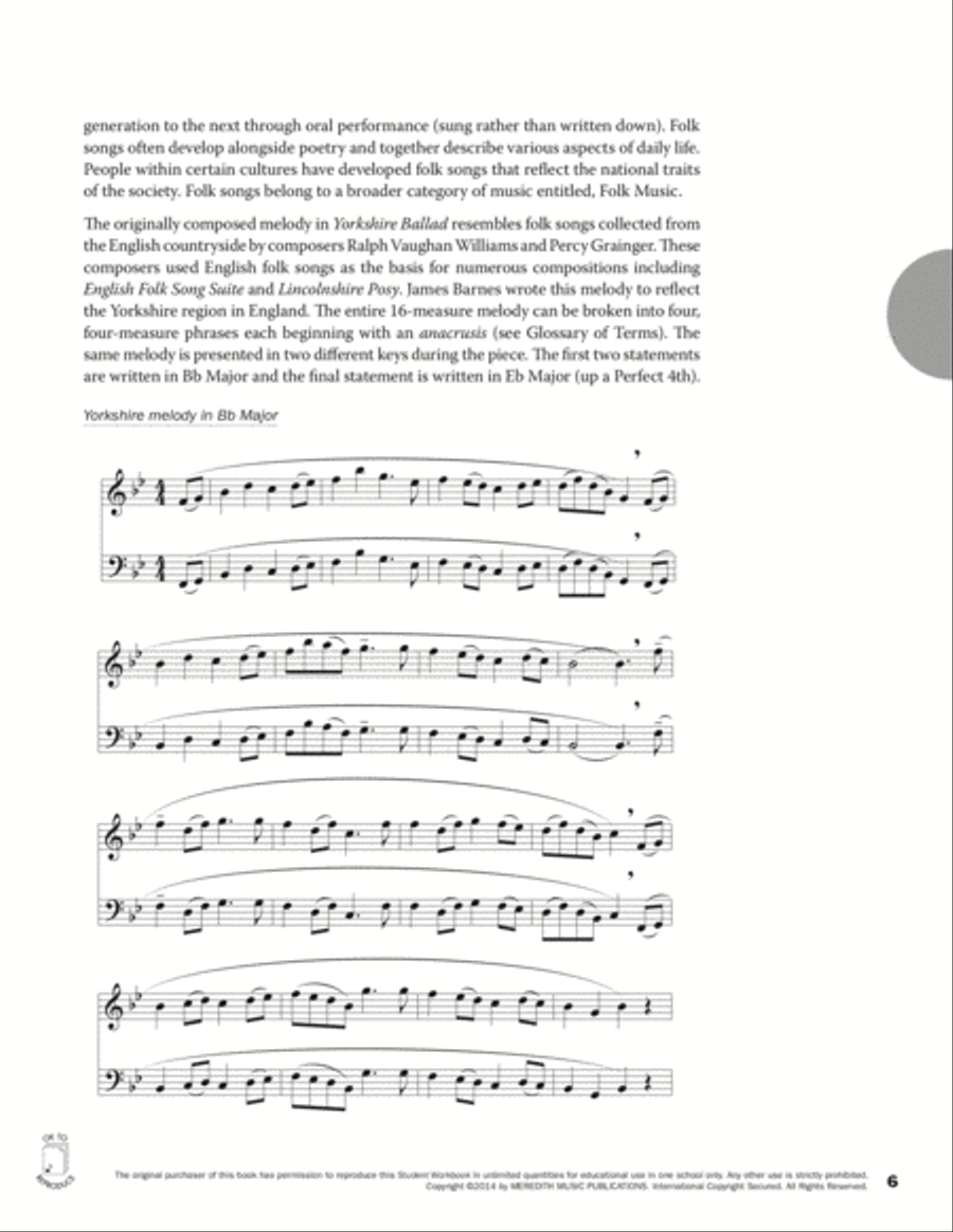 Guides to Band Masterworks, Vol. 4 - Student Workbook - Yorkshire Ballad Activity Books scores gallery preview page 6