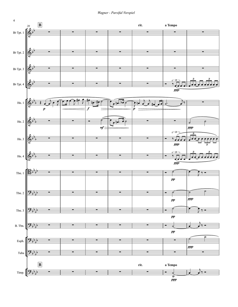 Parsifal Vorspiel (Prelude) for Large Brass Ensemble & Timpani Brass Ensemble scores gallery preview page 4