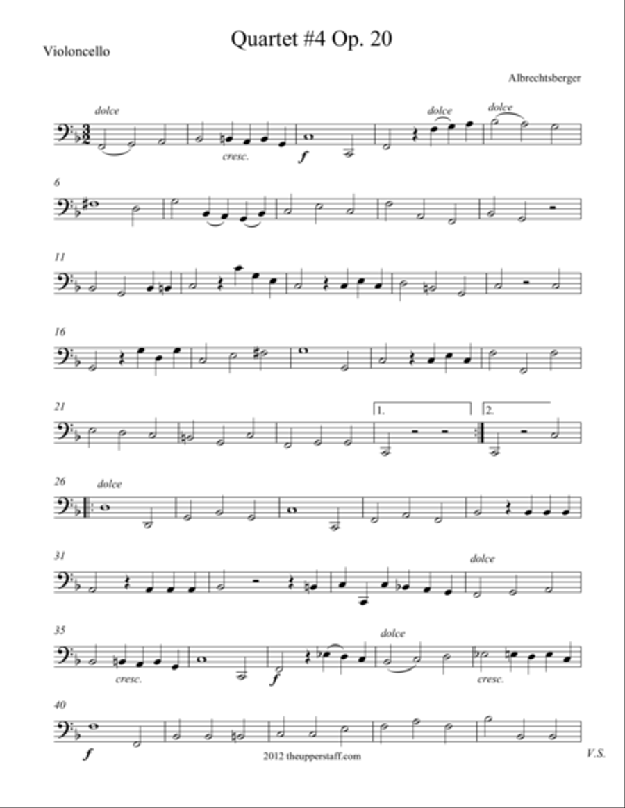 Quartet #4 Op. 20 in F Major String Quartet scores gallery preview page 1