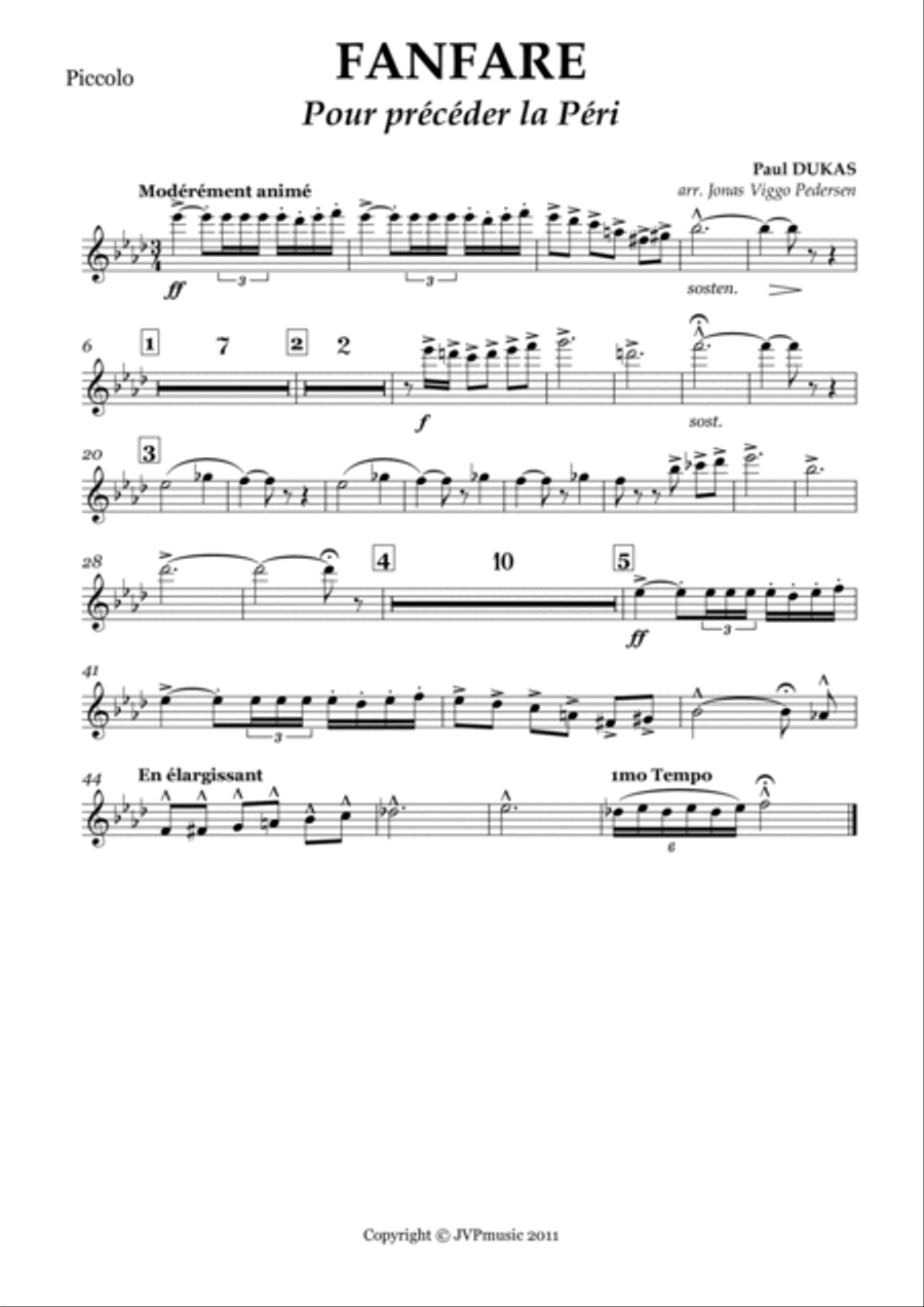 Fanfare de La Peri Concert Band scores gallery preview page 6