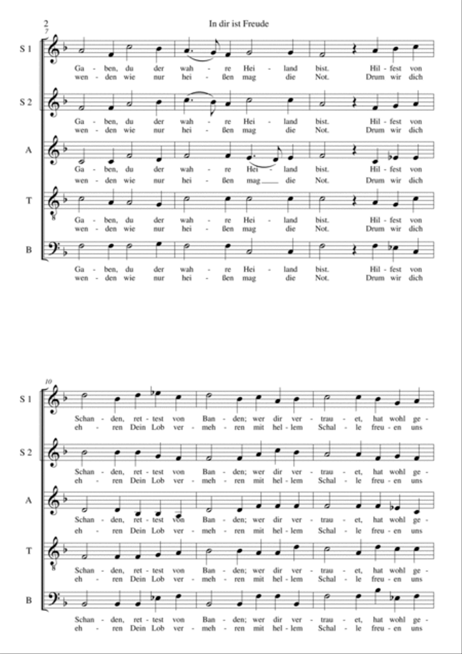 In dir ist Freude for SSATB choir SSATB scores gallery preview page 2