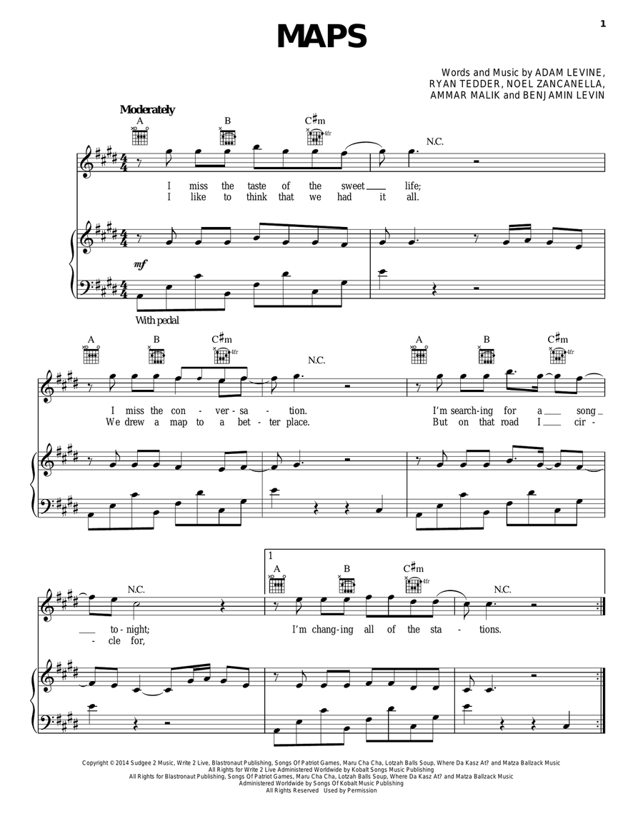 Maps Acoustic Guitar scores gallery preview page 1
