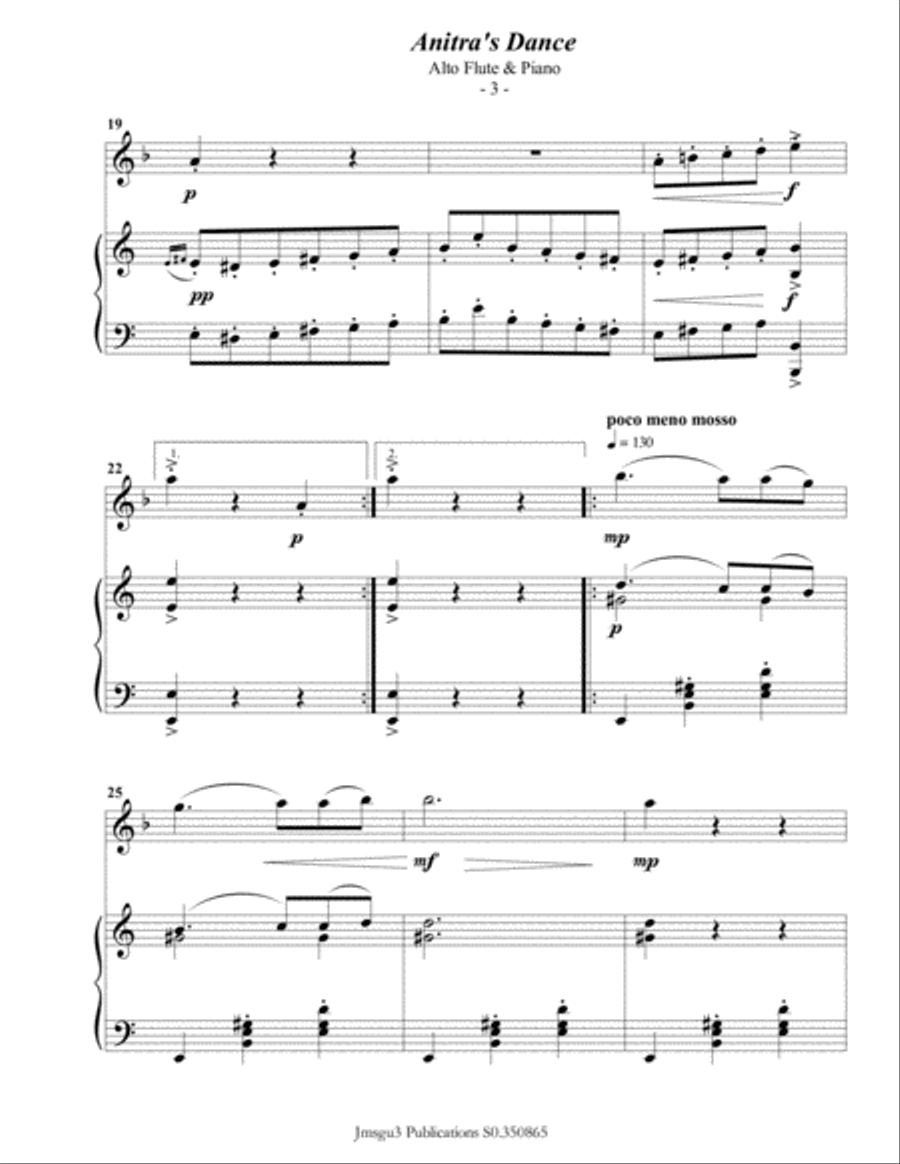 Grieg: Anitra's Dance from Peer Gynt Suite for Alto Flute & Piano Flute Solo scores gallery preview page 4