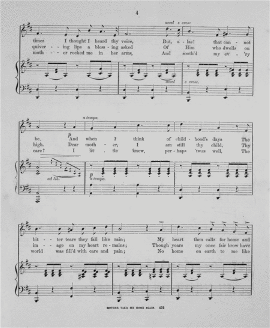 Mother Take Me Home Again. 75th Thousand. Song and Chorus 4-Part scores gallery preview page 3