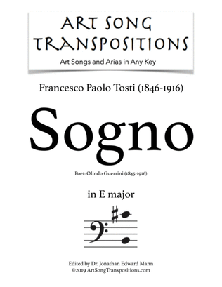 Book cover for TOSTI: Sogno (transposed to E major, bass clef)
