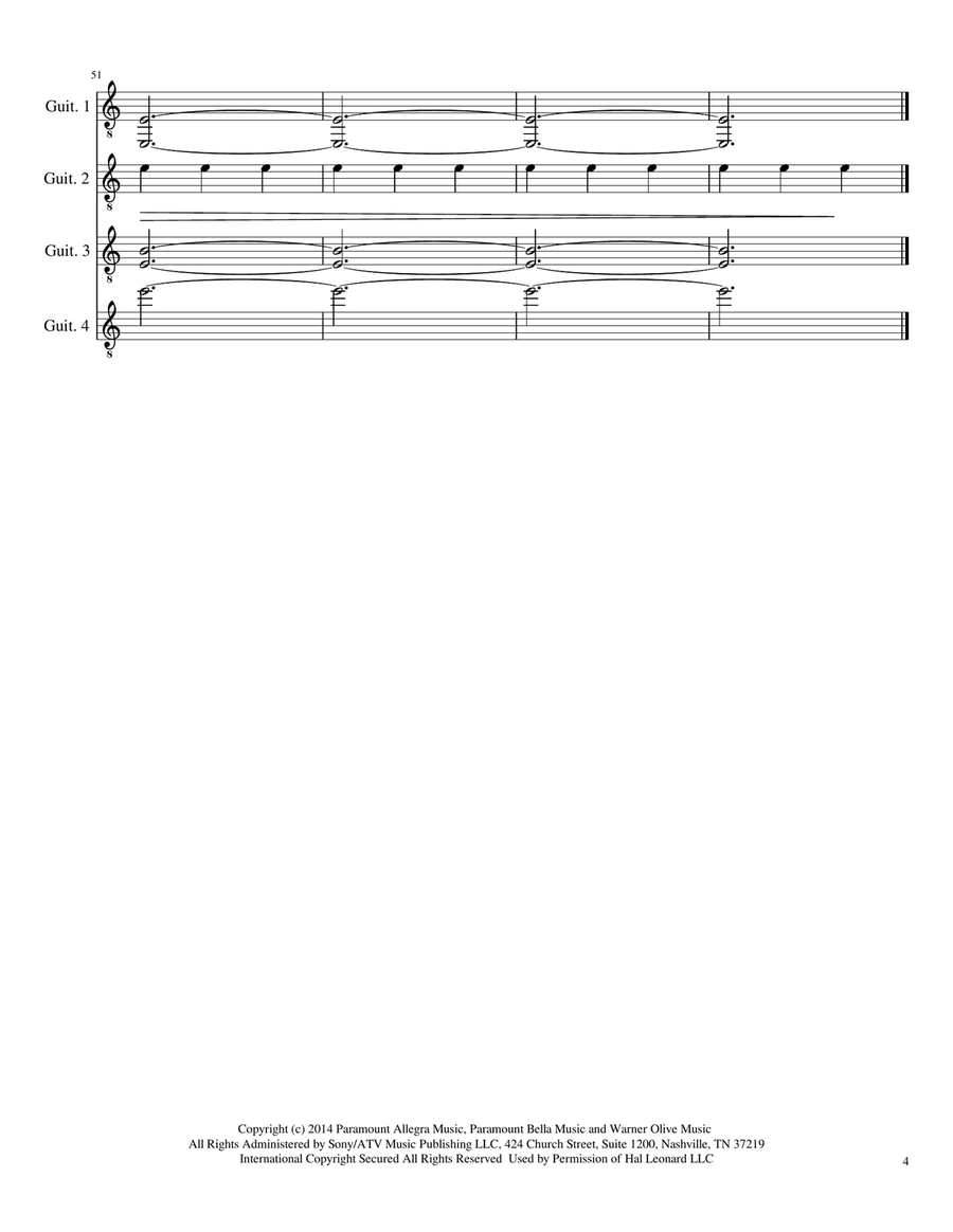 First Step from the Paramount Pictures film INTERSTELLAR Guitar Ensemble scores gallery preview page 4