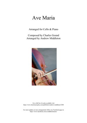 Ave Maria arranged for Cello and Piano