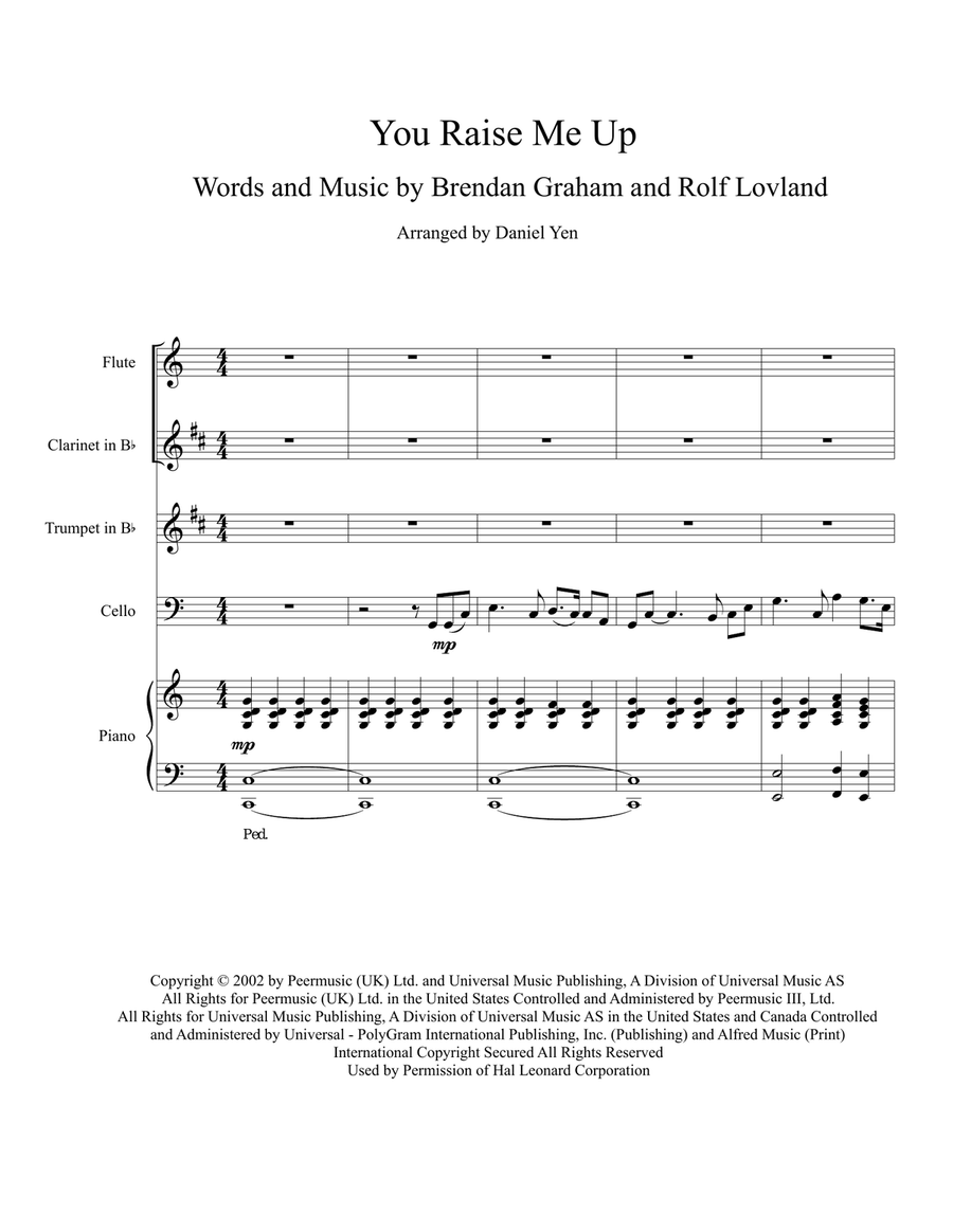 You Raise Me Up Small Ensemble scores gallery preview page 1