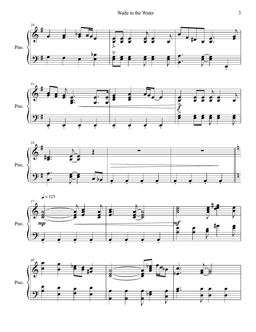 Wade in the Water Piano Solo scores gallery preview page 3