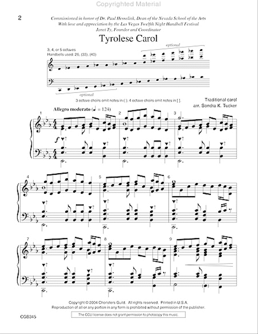 Tyrolese Carol Handbell Choir scores gallery preview page 2