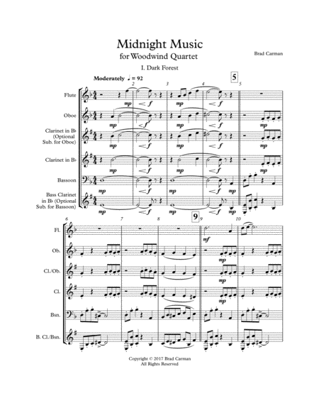 Midnight Music in Three Movements for Intermediate Woodwind Quartet image number null