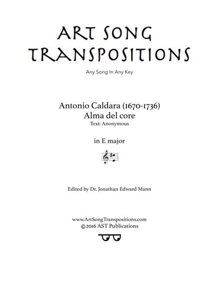 CALDARA: Alma del core (transposed to E major)