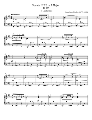 Schubert - Piano Sonata No.20 in A major, D.959 - II.Andantino - Original For Piano Solo