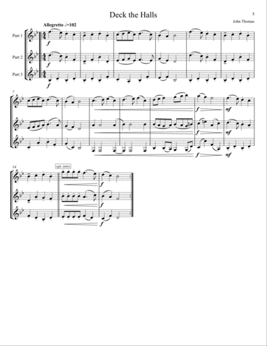 Twenty Christmas Carols for Flexible Woodwind Trio Woodwind Trio scores gallery preview page 5
