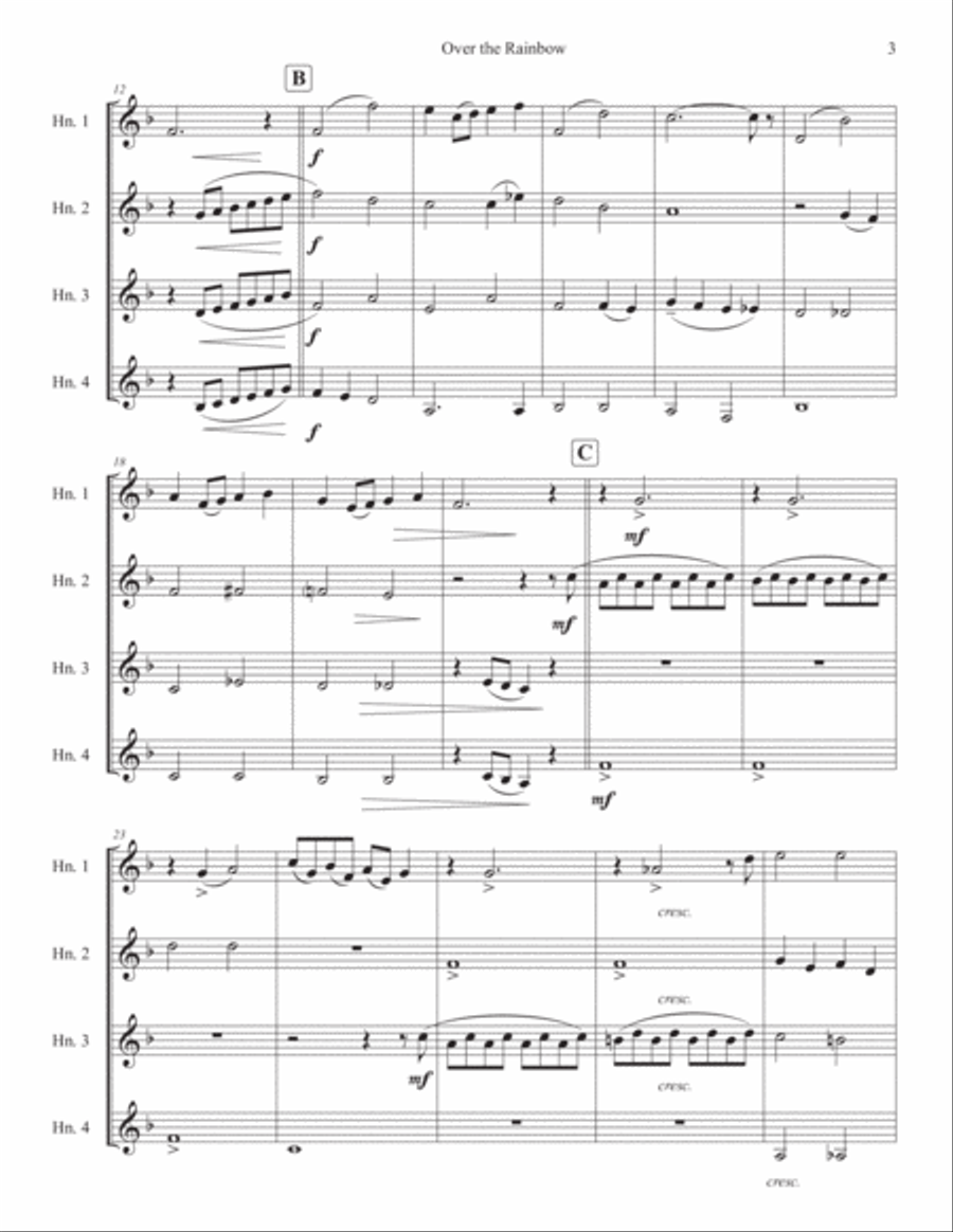 Over The Rainbow (from The Wizard Of Oz) Brass Quartet scores gallery preview page 3