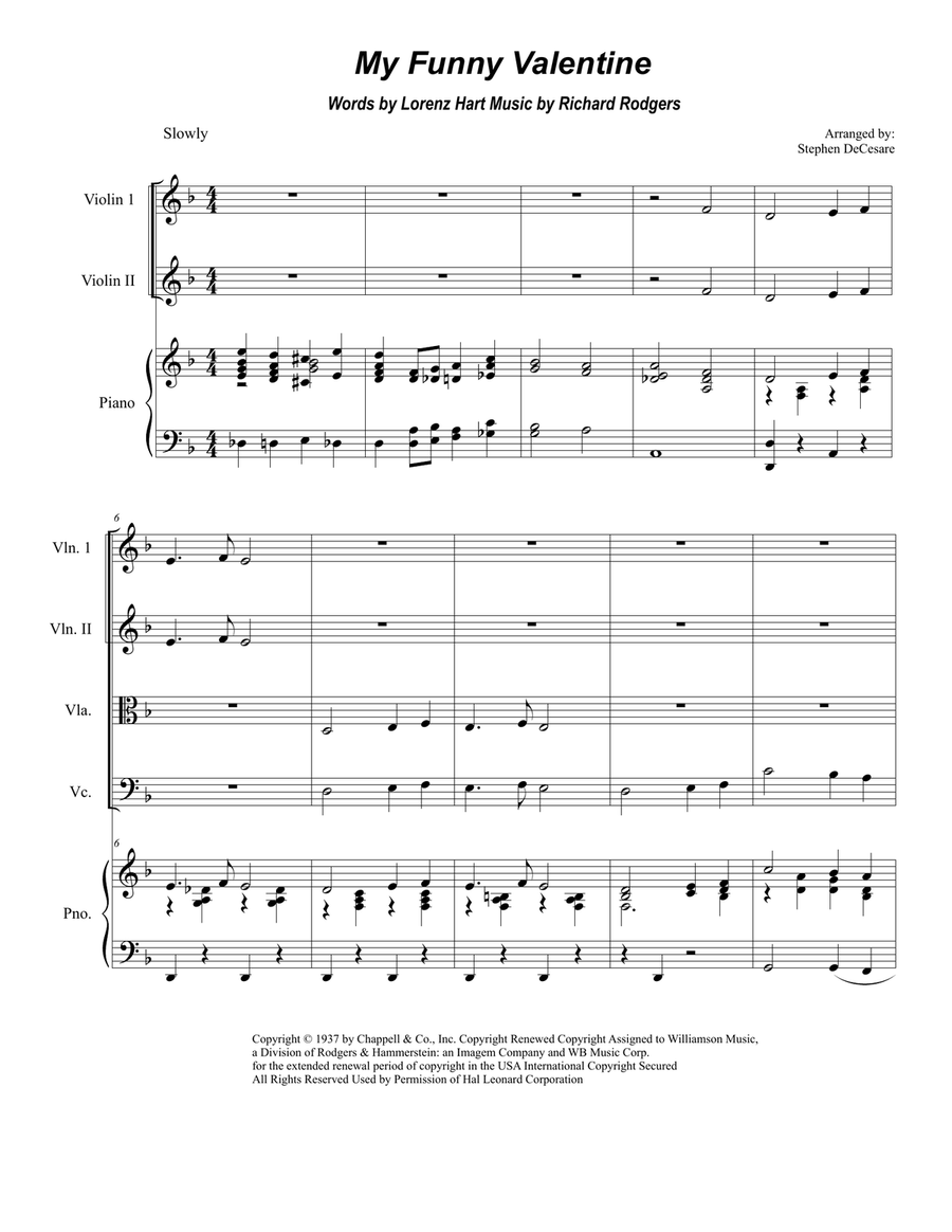 My Funny Valentine Piano Quintet scores gallery preview page 1