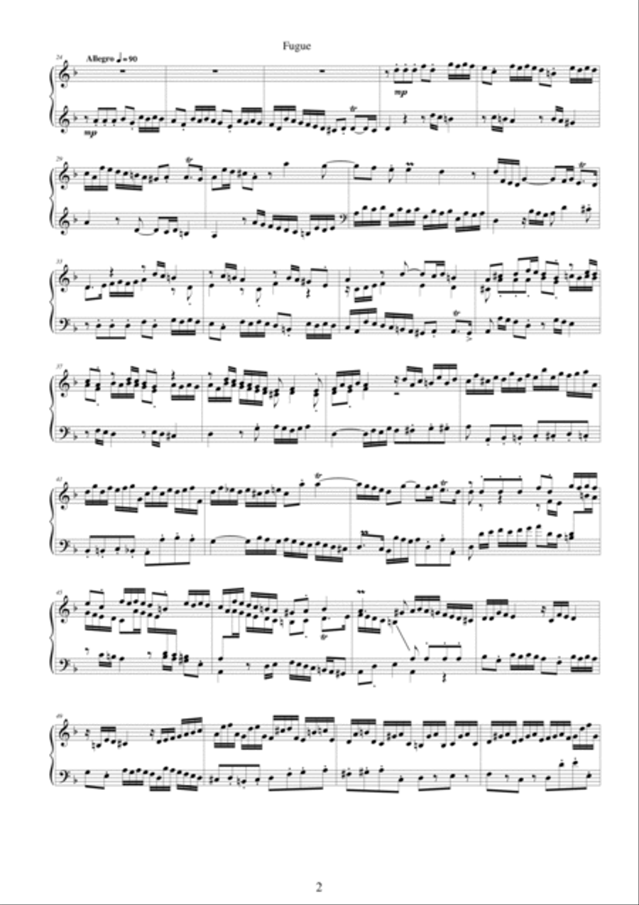 Fantasia and Fugue in D minor BWV 905 Piano Solo scores gallery preview page 2