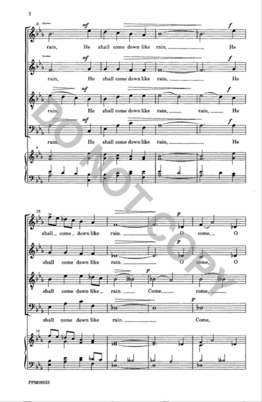 He Shall Come Down Like Rain 4-Part scores gallery preview page 3