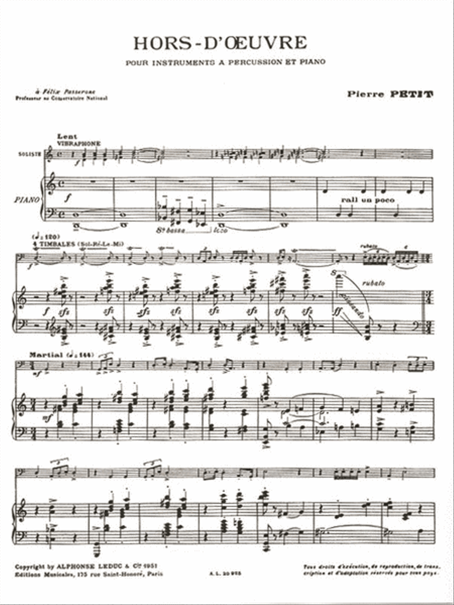Hors D'oeuvre (percussion(s) & Piano) Piano Accompaniment scores gallery preview page 2
