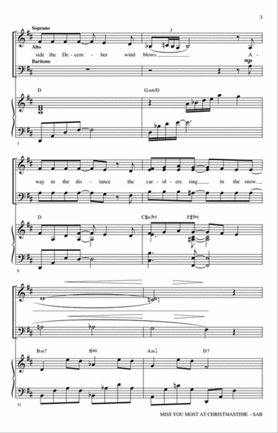 Miss You Most at Christmas Time 3-Part scores gallery preview page 3