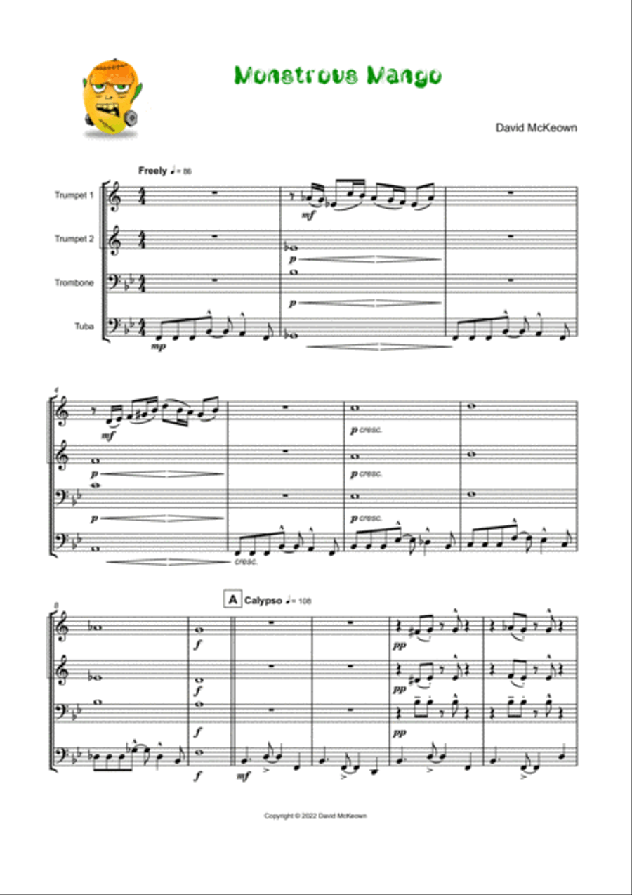 Monstrous Mango for Brass Quartet Brass Quartet scores gallery preview page 2