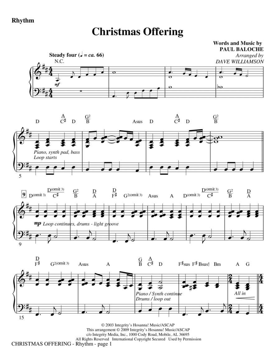 Christmas Offering - Rhythm Choir scores gallery preview page 1