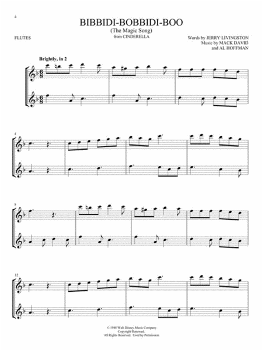 Disney Songs for Two Flutes Flute Duet scores gallery preview page 4
