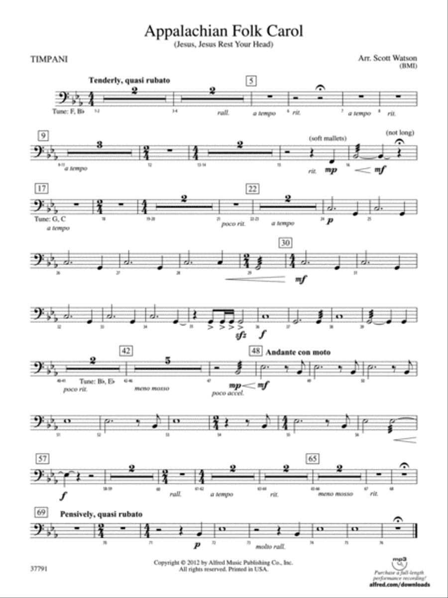 Appalachian Folk Carol: Timpani Concert Band scores gallery preview page 1