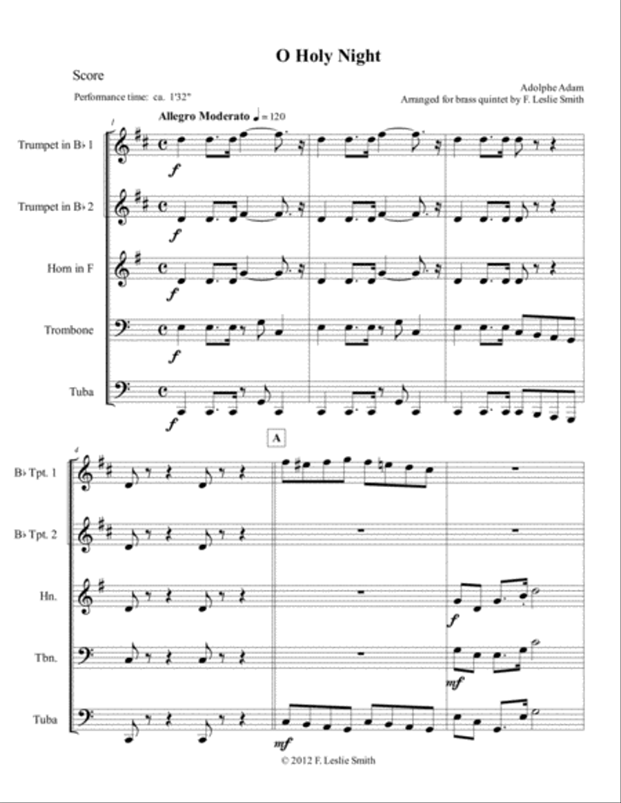 O Holy Night Brass Ensemble scores gallery preview page 2