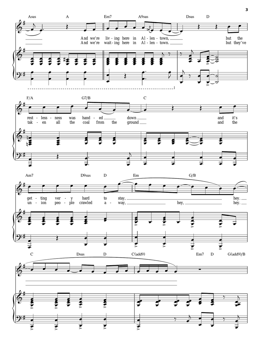 Allentown Allentown Piano, Vocal scores gallery preview page 3