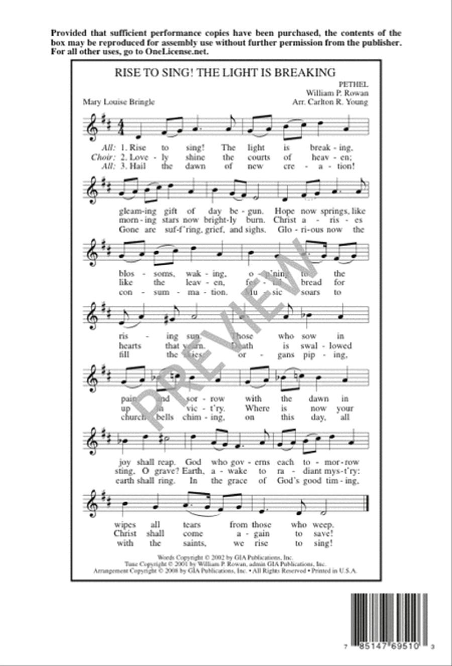 Rise to Sing! The Light Is Breaking 4-Part scores gallery preview page 8