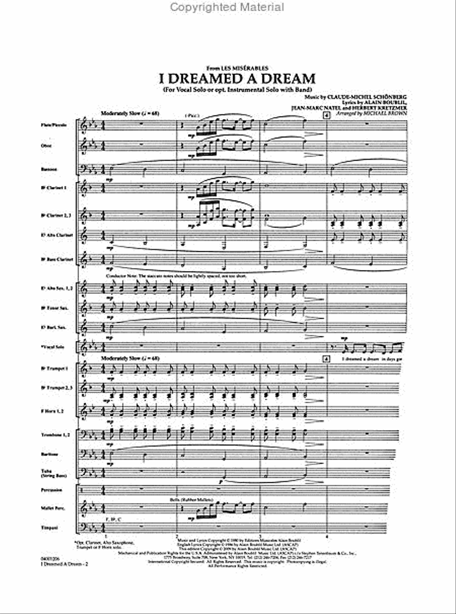 I Dreamed a Dream (from “Les Misérables”) Concert Band scores gallery preview page 2