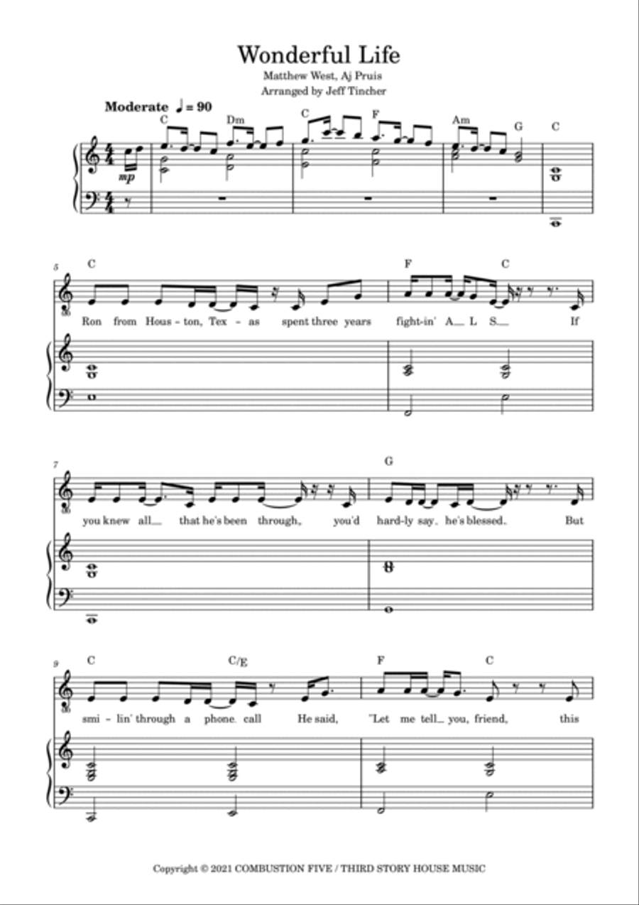 Wonderful Life Piano, Vocal, Guitar scores gallery preview page 2