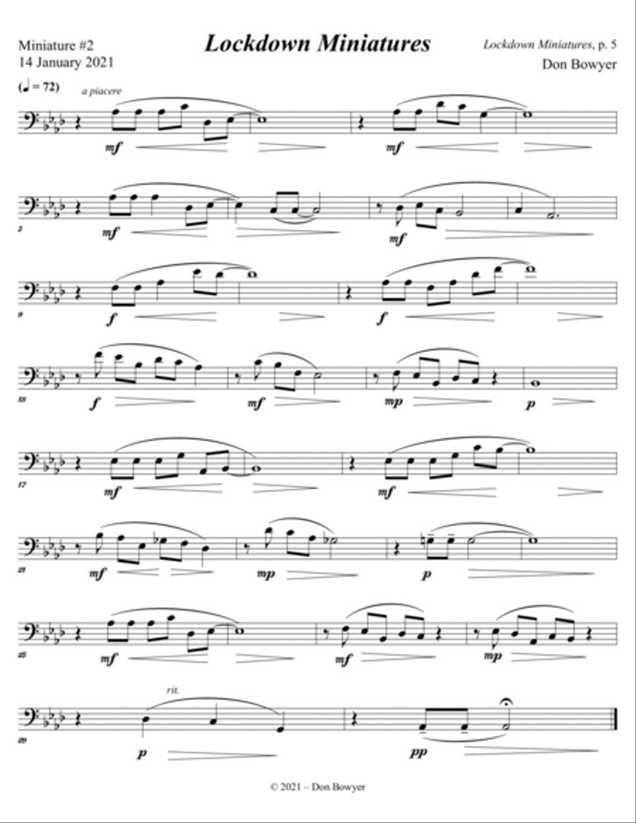 Lockdown Miniatures (Letter size) Trombone Solo scores gallery preview page 5