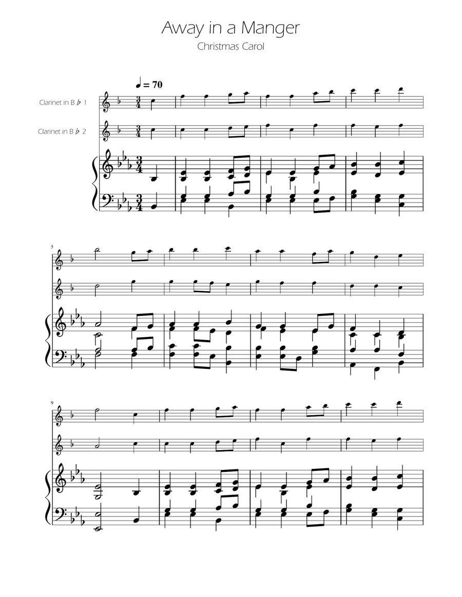 Away in a Manger - Clarinet Duet w/ Piano