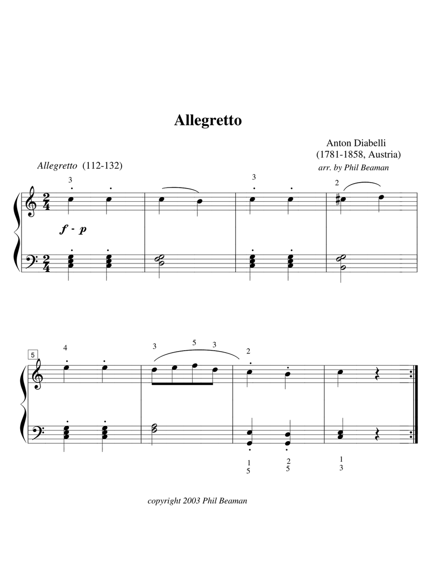 Allegretto - Diabelli - piano solo image number null