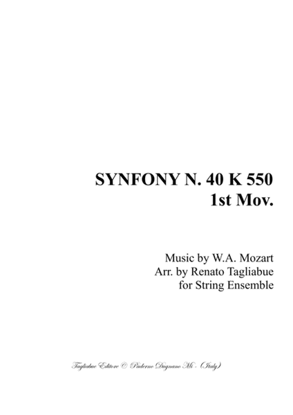 SYNPHONY N. 40 - K 550 - 1st Mov. - Arr. for String Ensemble image number null