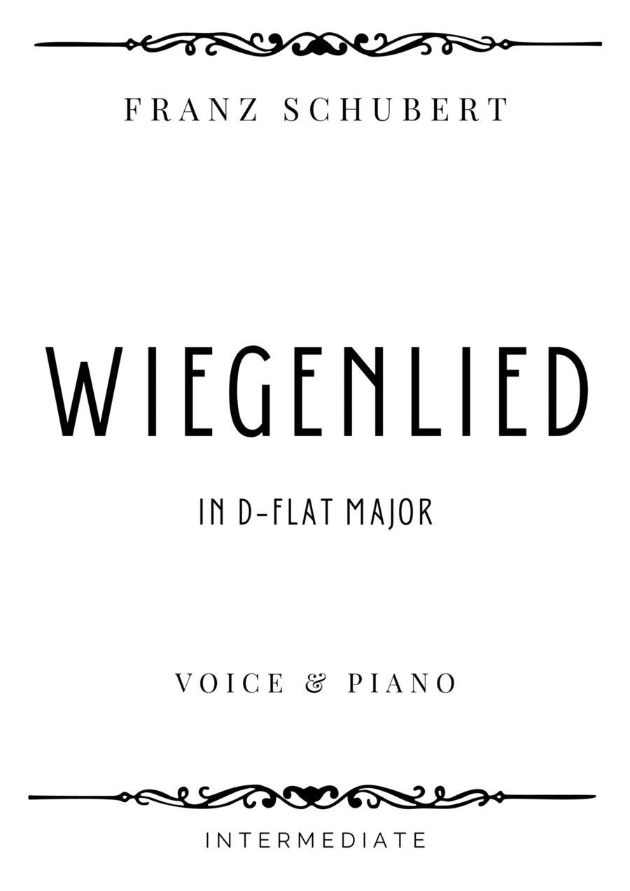 Schubert - Wiegenlied (Cradle Song) in D flat Major for Low Voice & piano - Intermediate Low Voice scores gallery preview page 1