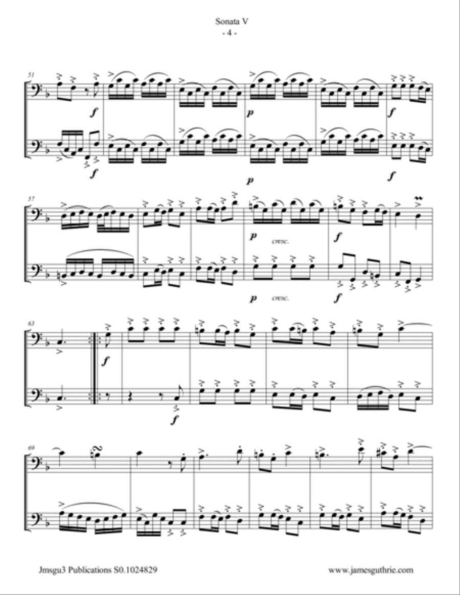 Handel: Sonata No. 5 for Euphonium Duo Brass Duet scores gallery preview page 4